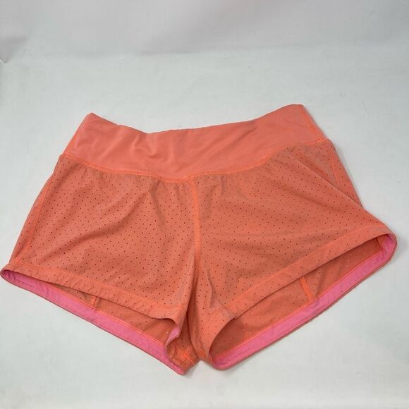 Lululemon Orange Athletic Quick-dry Perforated Final Lap Running Shorts Size 6 - Picture 3 of 6
